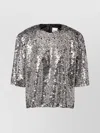 Isabel Marant Padded Shoulder Strap Sequin Top In Gray