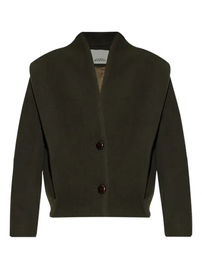 Isabel Marant Padded-shoulder Wool Coat In Black