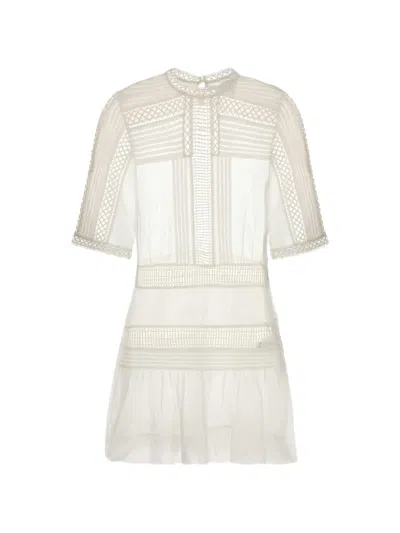 Isabel Marant Paige Lace-panelled Mini Dress In White