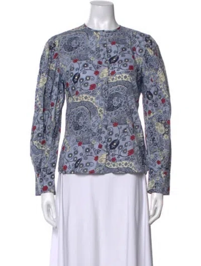 Pre-owned Isabel Marant Paisley Print Crew Neck Blouse In Blue