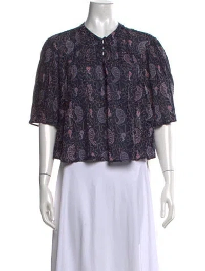 Pre-owned Isabel Marant Paisley Print Crew Neck Blouse In Blue