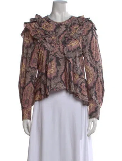 Pre-owned Isabel Marant Paisley Print Crew Neck Blouse In Pink