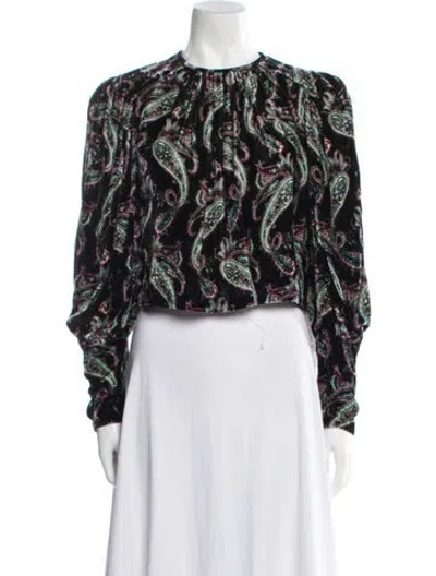 Pre-owned Isabel Marant Paisley Print Crew Neck Crop Top In Black