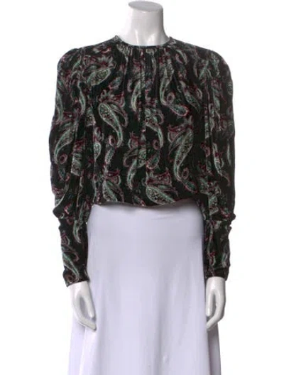 Pre-owned Isabel Marant Paisley Print Crew Neck Crop Top In Black
