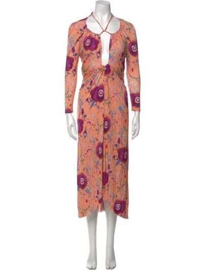 Pre-owned Isabel Marant Paisley Print Long Dress In Pink