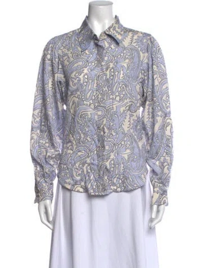 Pre-owned Isabel Marant Paisley Print Long Sleeve Blouse In Blue