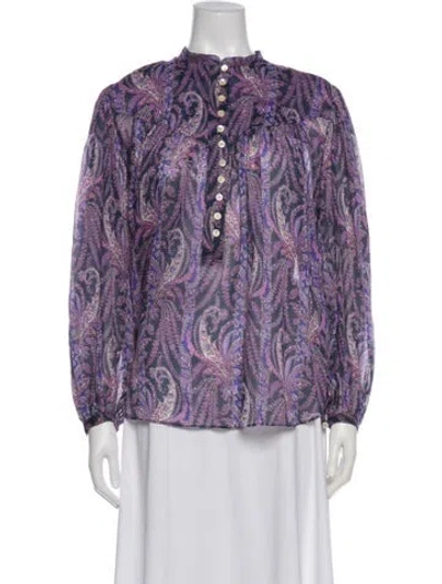 Pre-owned Isabel Marant Paisley Print Long Sleeve Blouse In Purple