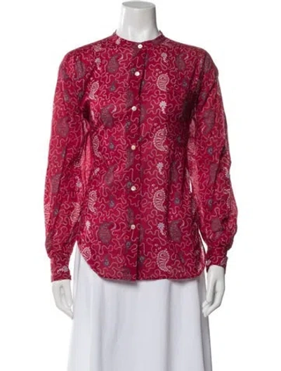 Pre-owned Isabel Marant Paisley Print Long Sleeve Button-up Top In Red