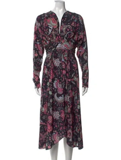 Pre-owned Isabel Marant Paisley Print Midi Length Dress In Black