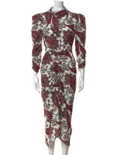 Pre-owned Isabel Marant Paisley Print Midi Length Dress In White