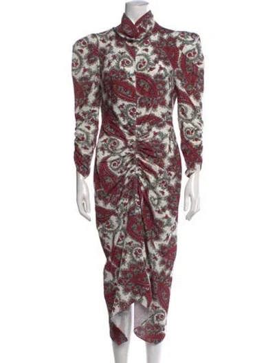 Pre-owned Isabel Marant Paisley Print Midi Length Dress In White