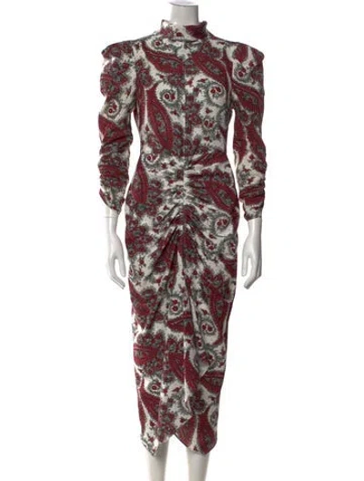 Pre-owned Isabel Marant Paisley Print Midi Length Dress In White