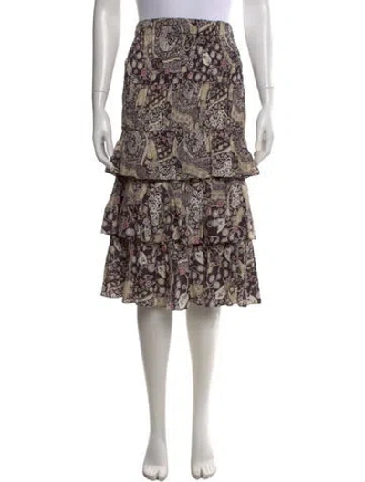 Pre-owned Isabel Marant Paisley Print Midi Length Skirt In Black