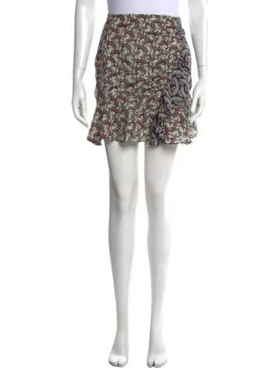 Pre-owned Isabel Marant Paisley Print Mini Skirt In White