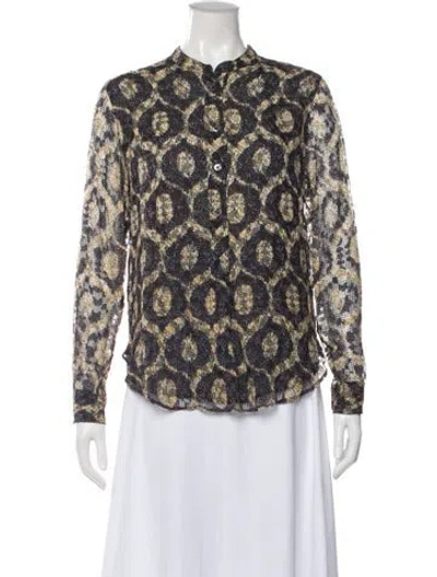 Pre-owned Isabel Marant Paisley Print Mock Neck Blouse In Yellow