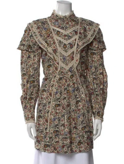 Pre-owned Isabel Marant Paisley Print Mock Neck Top In Neutral