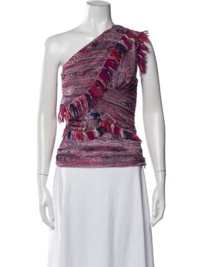Pre-owned Isabel Marant Paisley Print One-shoulder Top In Multi