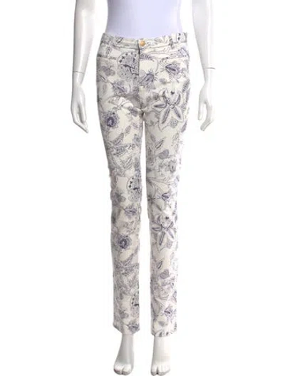 Pre-owned Isabel Marant Paisley Print Straight Leg Pants W/ Tags In White