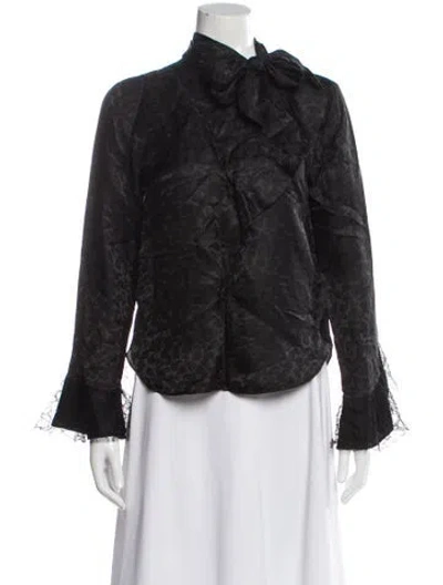 Pre-owned Isabel Marant Paisley Print Tie Neck Blouse In Gray