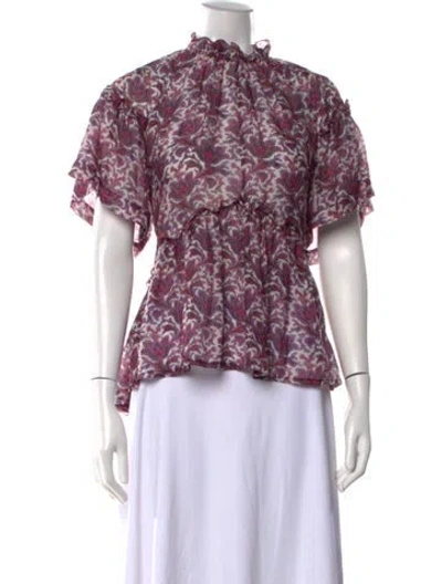 Pre-owned Isabel Marant Paisley Print Tie Neck Blouse In Purple