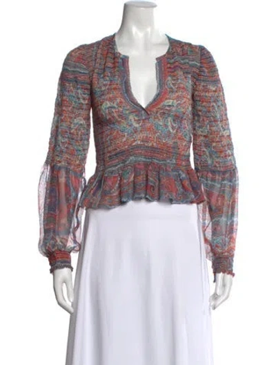 Pre-owned Isabel Marant Paisley Print V-neck Blouse In Multi
