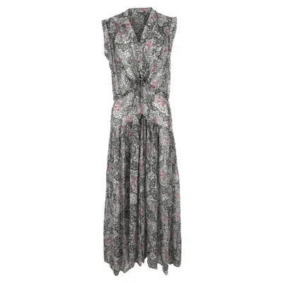 Isabel Marant Paisley Printed Maxi Dress In Multicolor Silk In Gray