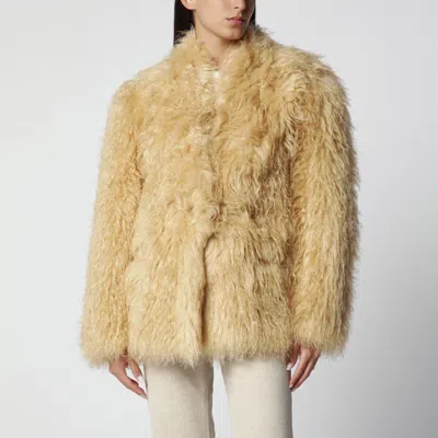 Isabel Marant Pale Yellow Long-haired Faux Fur Coat In Brown