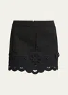 Isabel Marant Palmira Cutout Lace Scallop Mini Skirt In Black