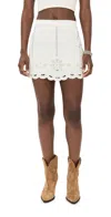 Isabel Marant Palmira Mini Skirt With Embroidered Palm Motifs And Scalloped Hem In White