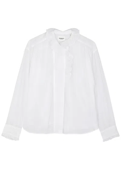 Isabel Marant Pamias Ruffled Cotton Blouse In White