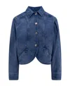 Isabel Marant Valette Puff Sleeves Cotton Coat In Blue
