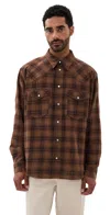 Isabel Marant Checked Long Sleeve Shirt With Chest Pockets In Brown