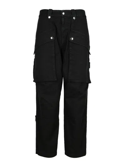 Isabel Marant Jannick Black Cotton Pants In Dark Blue