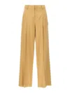 Isabel Marant High Waist Pleated Wide Leg Trousers In Beige