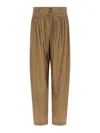 Isabel Marant Inaya High Waist Gathered Straight Leg Pants In Brown