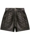 Isabel Marant Candice Mini Shorts In Quilted Leather In Black