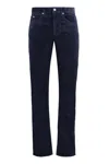Isabel Marant Corduroy Trousers With Belt Loops And Metal Buttons In Blue