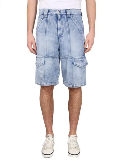 Isabel Marant Logo Patch Tooling Shorts In Blue