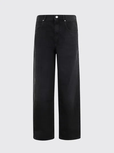 Isabel Marant Distressed Denim Trousers With Wide-leg Design In Black