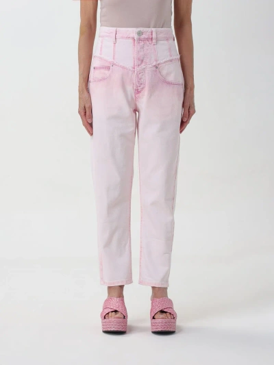 Isabel Marant Noemie Frayed Edge Straight Leg Jeans In 40lk - Light Pink