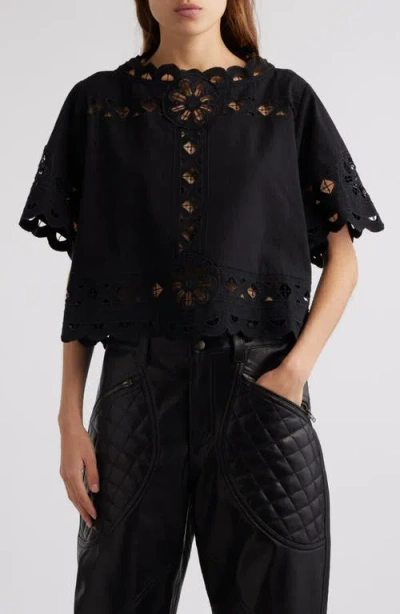Isabel Marant Parissa Embroidered Cutwork Top In Black