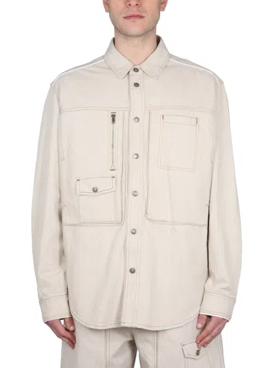 Isabel Marant Multiple-pockets Shirt Jacket In Powder