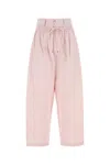 Isabel Marant High Waist Cotton Pant With Elastic Waistband In Lightpin