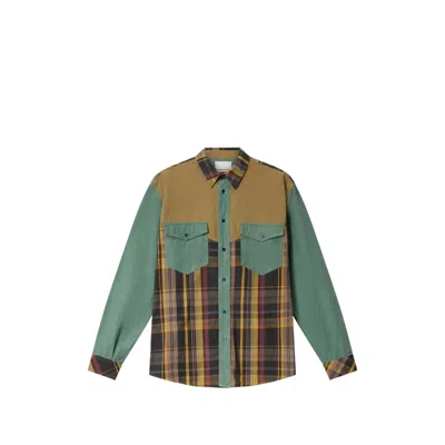 Isabel Marant Patchwork Check Cotton-linen Shirt In Green