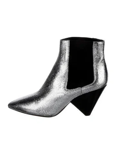 Pre-owned Isabel Marant Patent Leather Chelsea Boots In Silver