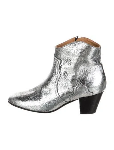Pre-owned Isabel Marant Patent Leather Western Boots In Metallic/silver