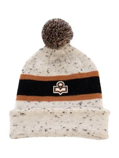 Pre-owned Isabel Marant Pattern Print Embroidered Beanie In Brown