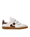 Isabel Marant Beth Leopard Mixed Leather Sneakers In White