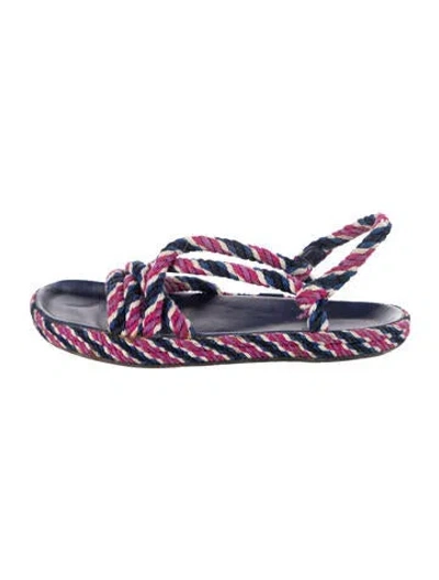 Pre-owned Isabel Marant Patterned Braided Accents Sandals In Burgundy/green