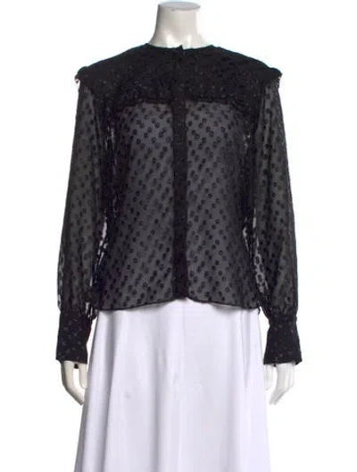 Pre-owned Isabel Marant Patterned Crew Neck Blouse In Black